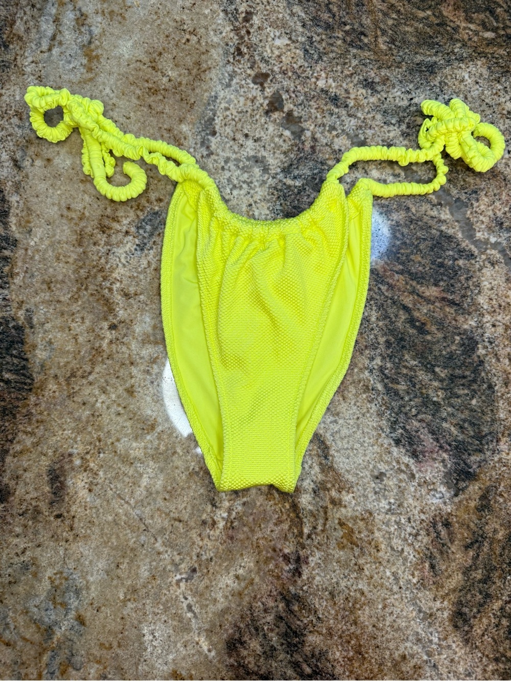 aerie Neon Yellow Textured Bikini Bottoms